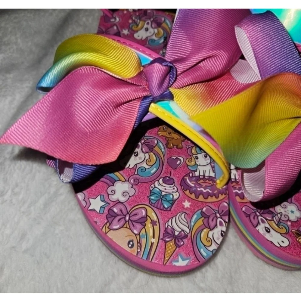 Girls Jojo Siwa Sandals Size 5 Pink Rainbow Iridescent